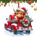 2 x Funny Christmas Ornaments 2024 - Highland Cow Decorations for Christmas Tree, Cow Lovers Gift