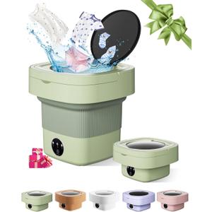 9L Portable Washing Machine, Mini Laundry Washer with 3 Kinds of Time Modes, for Underwear, Baby Clothes, Sock, Small Delicates. Foldable Washing Machine for Apartment, Home, Hotel, Camping, RV(Green)