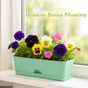 2-Pack Small Window Boxes Planters 16 Inch Rectangle Plant Box Rectangular Planter for Outdoor and Indoor Plants Plastic Windowsill Planter for Herbs Vegetable Flowers Long Window Sill Planters