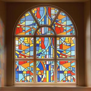 3D Stained Glass Window Film, Decorative Window Privacy Film for Bathroom,Front Door,Home, Sun Blocking Heat Control,Static Cling, Picasso 23.6inch x 35.4inch
