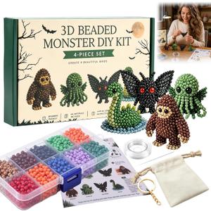 Kanroadi 3D Beaded Animal Kit,Beaded Animal Kit,Cute Animal Beading Craft Set,Handmade Bead Art Mosaic Kit,Stress Relief Creative DIY Decoration Gifts for Beginner (Mysterious)