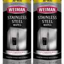Weiman Stainless Steel Cleaner, 30 Count Cleaning Wipes, Removes Dirt, Grime, and Grease, No Streaks or Residue, Stainless Steel Polish for a Sparkling Clean and Shiny Surface, Cleaning Supplies 2 Pack