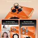 MAKAVO Magnetic for iPhone 16 Pro Max Case, Compatible with MagSafe, Built-in Camera Lens Protector, Logo View, Military Grade Drop Protection Phone Cover, Orange