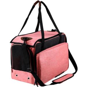 Pet Travel Bag One Side Expandable Cat Carrier Dog Carrier for Outdoor Use Travel Walking Puppy (Pink)