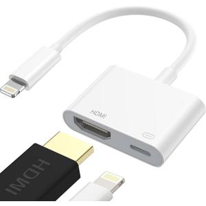 Lightning to HDMI Adapter [Apple MFi Certified] HDMI Digital AV Adapter 1080P Sync Screen Cable with Charging Port Compatible with iPhone on TV/Projector/Monitor No Power Needed
