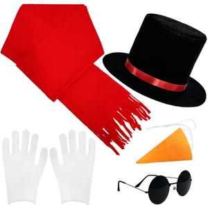 Ysanciuu 5 Pcs Snowman Christmas Costume Kit with Glasses, Hat, Scarf, Carrot Nose, Gloves, Winter Frosty Snowman Costume Accessories for Party Cosplay, Holiday Decoration