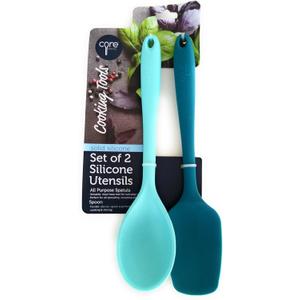Core Kitchen 2pc Silicone Utensil Set - All Purpose Spatula & Spoon - Teal