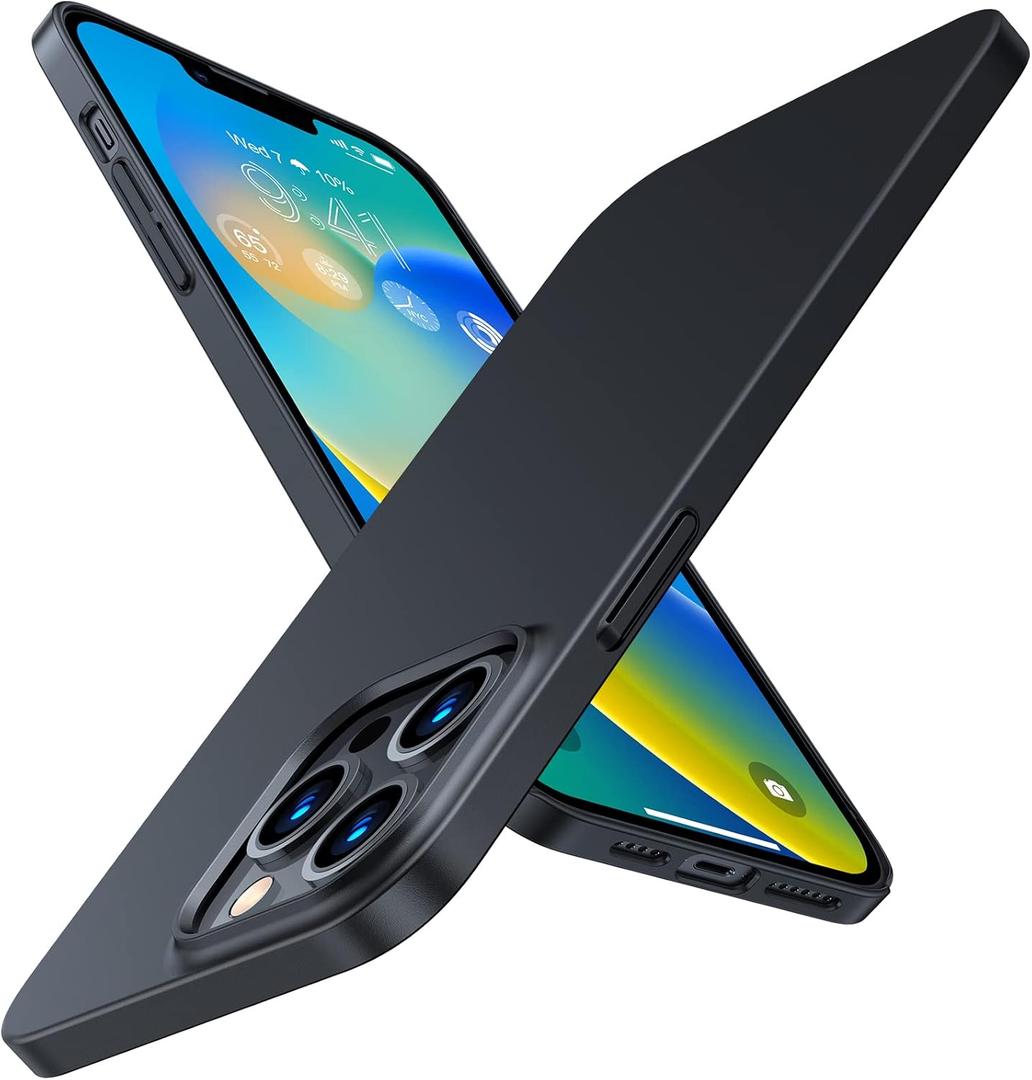 TORRAS Slim Fit for iPhone 13 Pro Case 6.1 Inch, Never Yellowing, Hard PC Ultra Thin Phone Case Super Lightweight Matte Protective, Space Black