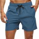 Tyhengta Men's Swim Trunks Quick Dry Beach Shorts with Zipper Pockets and Mesh Lining (36, Copen Blue)