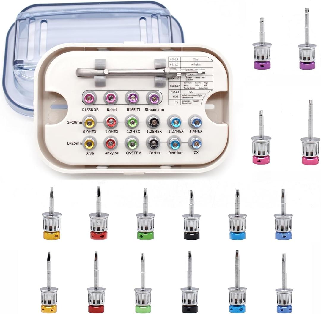 16-Piece Dental Implant Restoration Tool Kit,Ratchet Drivers,Torque Wrench, Screwdriver Tool Kit