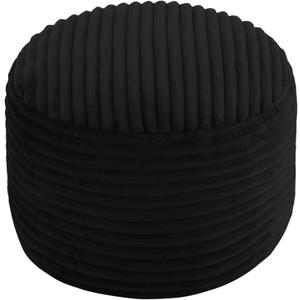 MeMoreCool Round Pouf Ottoman Foot Rest, 20x15 Inch Corduroy Pouf, Black