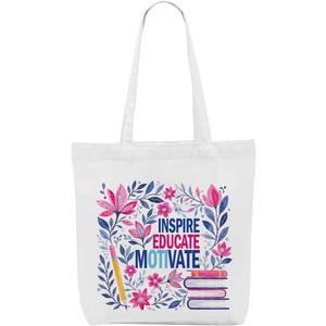 Inspirational Retro Boho Floral Teacher Appreciation Gifts Book Lovers Gifts Canvas Tote Bag for Women Girls Mom Reusable Grocery Bags for Shopping Work Birthday Christmas Appreciation Retirement