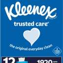 Kleenex Trusted Care 2-ply Facial Tissues, Flat Boxes (160 tissues/box, 12 boxes) (White)