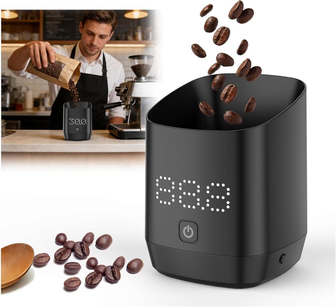 Digital Coffee Bean Dosing Cup for Espresso with LED Scale - High Precision Coffee Grounds Measurer, Barista-Strength Brewing Accessory & Perfect Coffee Lover Gift (Black, Sleek Design)