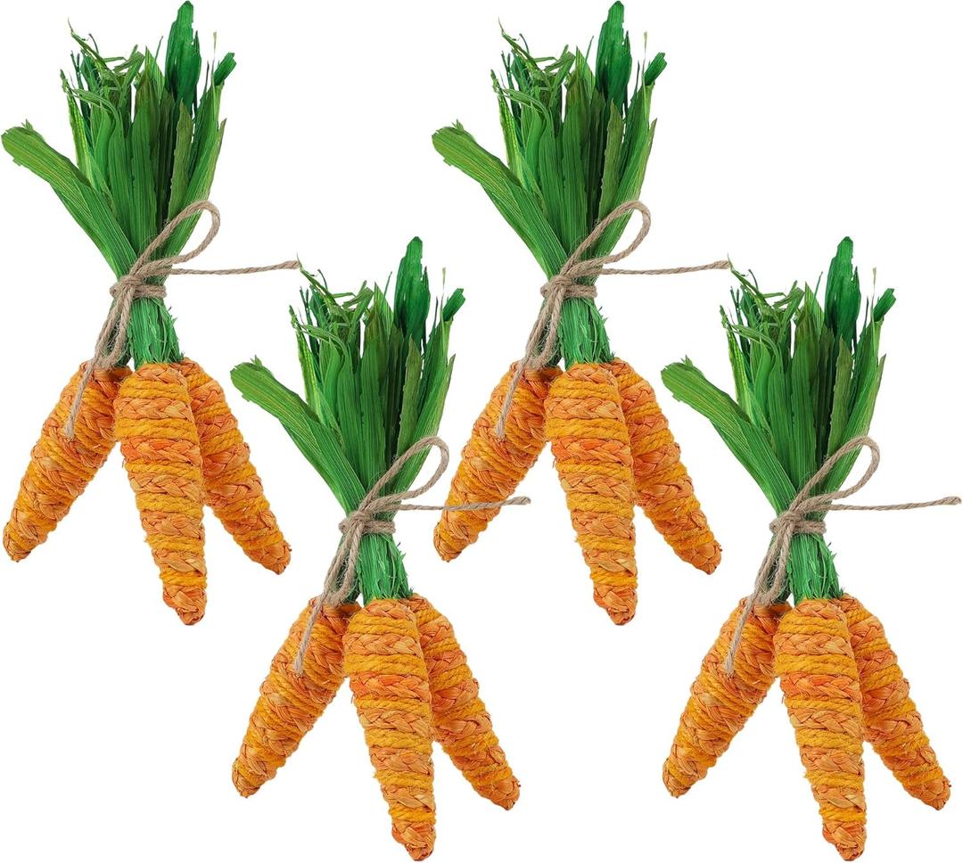 DR.DUDU Easter Decorations 12 Pcs Carrot Ornament, Sisal Jute Fabric Artificial Decor for Spring Crafts, Fireplace, Home, Kitchen Party Supplies