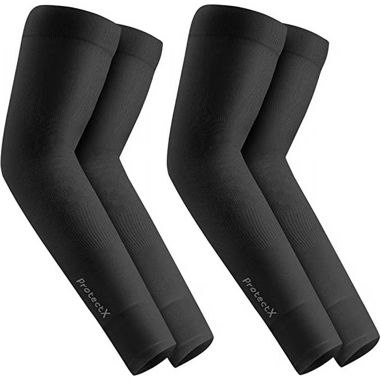 Pack of 2 ProtectX 2 Pairs Sun Protection UV Cooling Arm Sleeves for Men Women, Breathable, MoistureWicking, Compression for Golf, Cycling, Football, Sports, Outdoor activities
