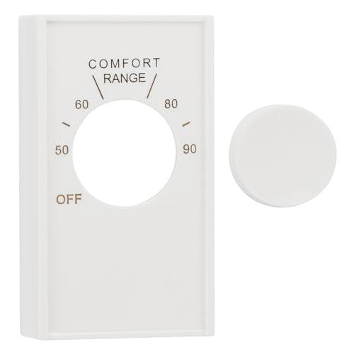White Double Pole Line Volt Thermostat Cover with Line Volt Knob for Old Style D22 - HVAC, ABS Material with Gold-Plated Lettering Thermostat Cover for Walls (1 Pack)