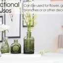 TBWIND 12pcs Green Glass Bud Vases Set, Small Vases for Flowers, Bud Vase for Centerpieces in Bulk, Mini Vintage Vase for Wedding Decorations, Office and Home Table Flower Dcor