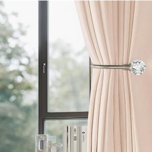 4 Pack Heavy Duty U Shaped Metal Curtain Holdbacks Curtain Tiebacks with Clear Crystal Ball Pull Backs Curtain Holders for Drapes (Silver)