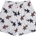 DIOTSR Mens Graphic Print Shorts Cool Mesh Basketball Shorts Casual Flat Front Shorts Summer Drawstring Size L