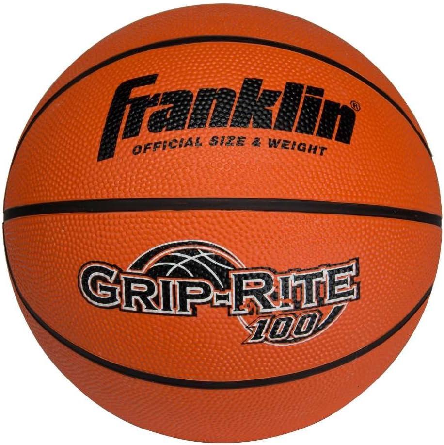 Franklin Sports Grip-Rite Indoor + Outdoor Rubber Basketballs - Official Size 29.5" Inch + 28.5" - All Weather + All Surface - Men's + Women's Basketball (Orange)