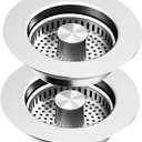 2 Pack Kitchen Sink Drain Strainer & Stopper with Basket, Stainless Steel Drain Plug Cover Catcher for Food Waste - Sink Accessories for Home or Kitchen Sink Shroom Fit US Standard 3-1/2'' Drain Hole