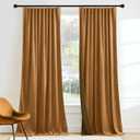 RYB HOME Luxurious Bronze Velvet Curtain Panels for Living Room Bedroom, Heavy Duty Thermal Insulated Floor-Length Velvet Drapes with Hook Belt for Vintage Decor, 52" W x L84 L, 2 Panels Set