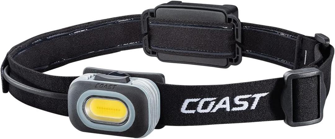 Coast RL10 560 Lumen Dual Color LED Headlamp with Flood and Spot Beams, Variable Light Control, C.O.B., Alkaline Dual Power, Non-Slip Band, 3 x AAA Included