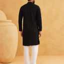 Sojanya (Since 1958 Men'S Ethnic Motifs Embroidered Sequinned Cotton Long Kurta (Black, S)