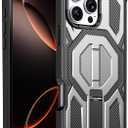 for iPhone 16 Pro Max Magnetic Case with Screen Protectors, Grey | Compatible with MagSafe, Concealed Kickstand, 2 Pack Screen Protectors, Military Grade, Double Layer, Shockproof Protection