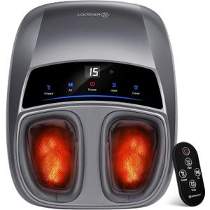KINGJOY Foot Massager with Heat for Neuropathy, [2026 Upgraded], Deep Kneading Shiatsu Foot Massager for Plantar Fasciitis, Fits Up to Men Size 14, Gifts for Women Mom Men Dad Seniors (Gray)
