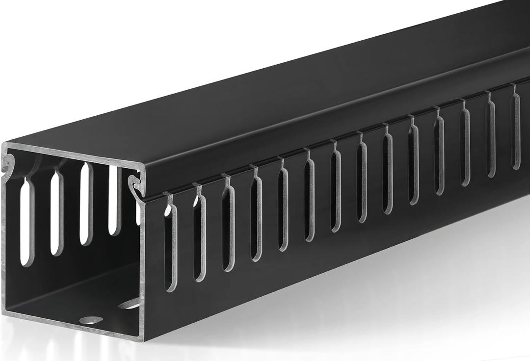 ZhiYo 2x2in Cable Raceway, Server Rack Cable Management Under Desk Cord Organizer, Electrical Safe PVC Cable Hider Open Slot Wire Raceway for Network/PC/TVs, Wire Duct Black
