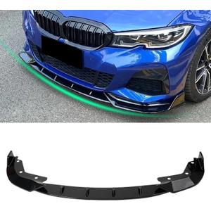 KHK Front Bumper Lip Spoiler for BMW 3 Series G20 M-Sport Bumper M340i 330i 2019-2022,Glossy Black ABS Air Dam Front Splitter Body Kit Accessories