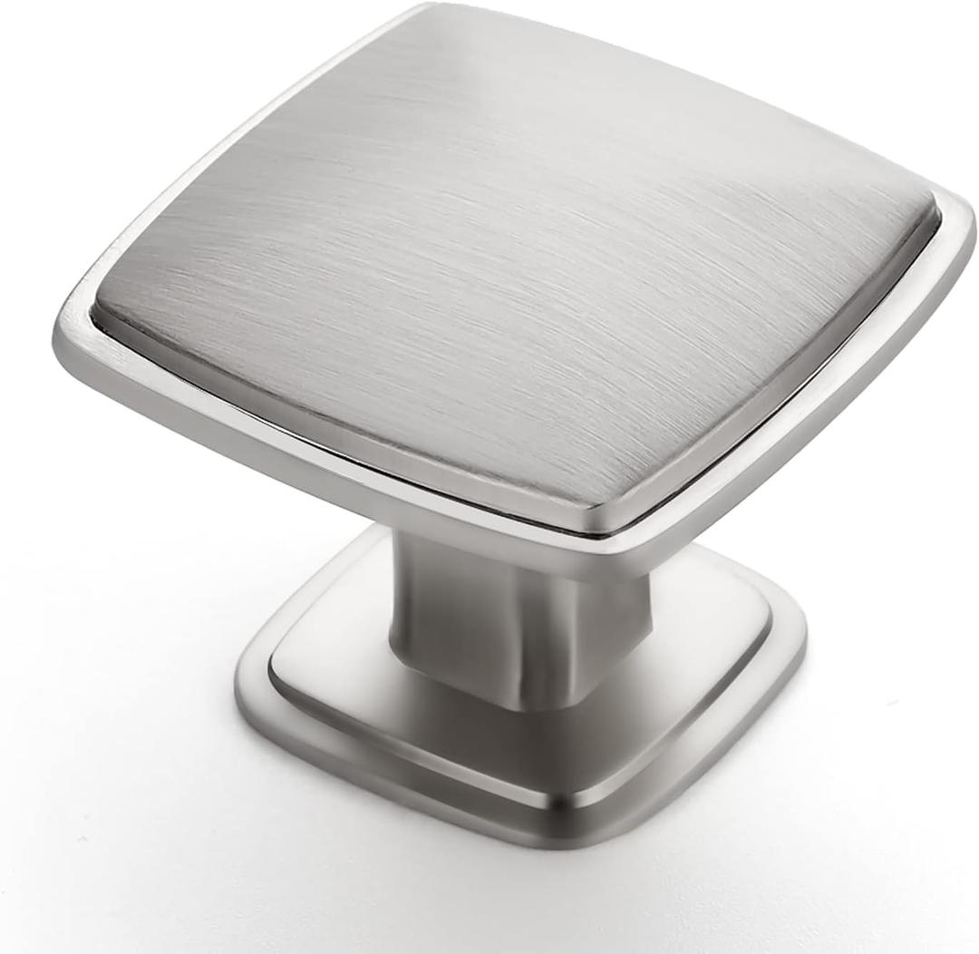 Home Expert 25 Pack Brushed Nickel Kitchen Cabinet Knobs - Silver Knobs for Cabinets, Drawers, Dressers & Closet Doors