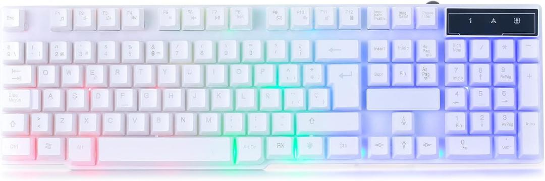 Orzly White Gaming Keyboard RGB USB Wired Rainbow Keyboard Designed for PC Gamers, PS4, PS5, Laptop, Xbox, Nintendo Switch, RX-250 Hornet Edition