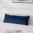 UGASA 14x36 Inch Pillow Cover Pack of 1 Soft Boho Stripe Corduroy Large Long Rectangle Lumbar Cushion Case Farmhouse Decorative Throw Pillowcase for Bed, Couch, Sofa, Bedroom, Living Room, Navy Blue