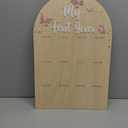 YOUAME My First Year Birthday Wooden Photo Board - Butterfly Themed First Year Milestone Photo Board, 12 Months Baby Girl Birthday Picture Wood Frame, Girls Pink Birthday Party Decorations