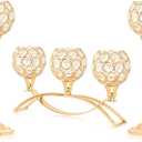 Crystal Tealight Candle Holder Centerpiece Home Decorative Candlestick Holder Elegant Table Centerpiece Home Decor Wedding Party Anniversary (Gold, Set of 3)