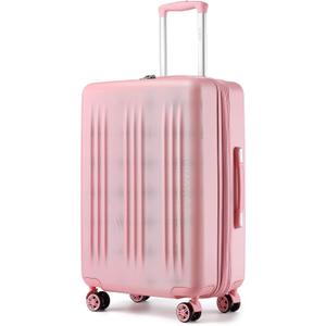 Kono Lightweight 24 Inch Expandable Luggage with Quiet Spinner Wheels TSA Lock, Scratch and Drop Resistant PC+ABS Hardside Durable Medium Checked Suitcase, Pink