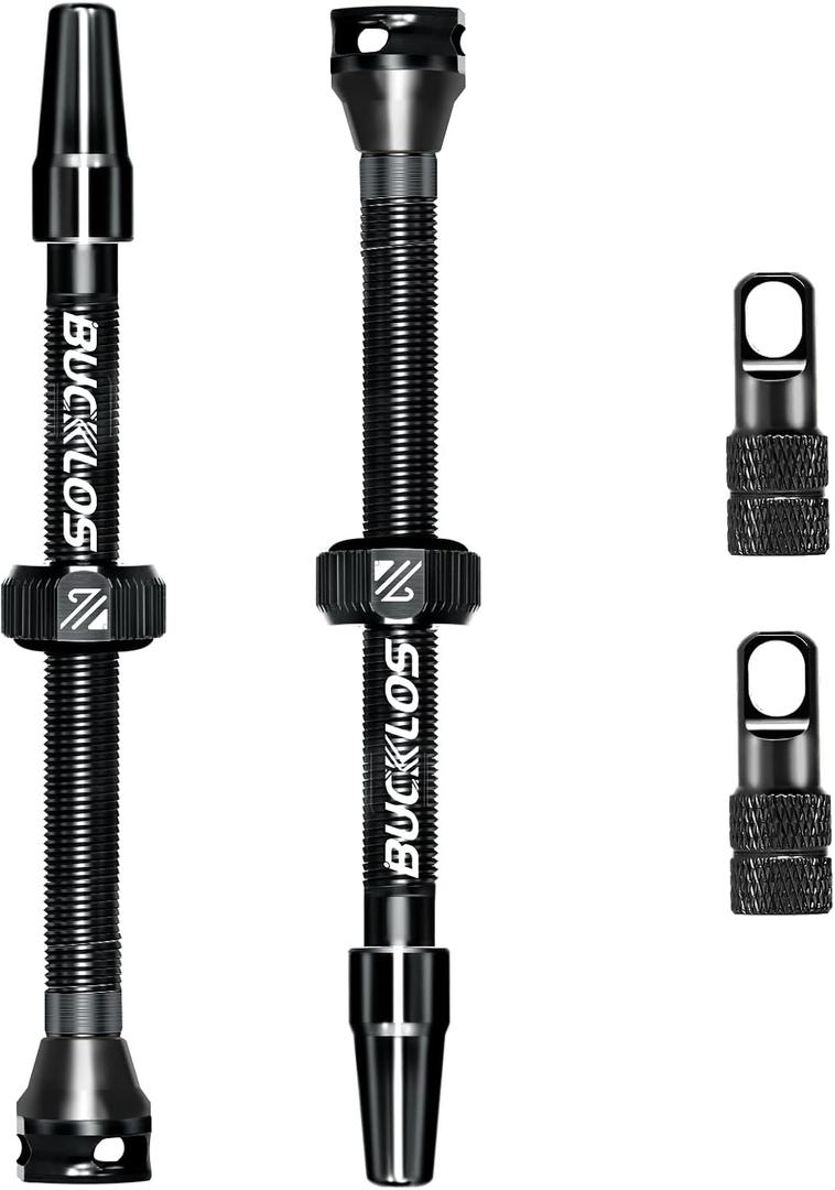 BUCKLOS Tubeless Presta Valve Stem 40/44/55/60/65/80/100 mm, Valve Stem Kit with Valve Core Removal Tool for Road Bike/Mountain Bike/MTB, Fit Most Bicycle Rims, Super Light Durable Aluminum Stem Black