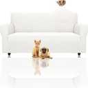 ZNSAYOTX Super Stretch Couch Cover (72"-92") Universal Sofa Covers with Elastic Bottom, Dog Cat Pets Friendly Washable Furniture Protector Fitted Sofa Slipcovers Stay in Place (White, Sofa)