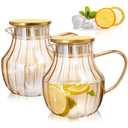 Yarlung 2 Pack 40 OZ Glass Teapot Stovetop Safe, Narrow Neck Amber Tea Kettle with Stainless Steel Filter Lid for Loose Leaf Tea and Fruit Tea, Heatproof and Leakproof