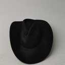 Western Cowboy Hat for Women Men Classic Fedora Hats Wide Brim Suede Cowboy Hat for Women with Buckle Belt (Black)