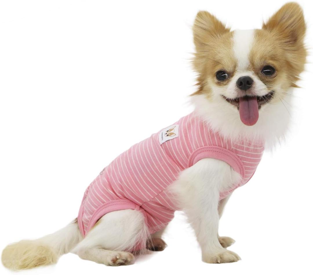 LOPHIPETS Girl Dog Shirts Pajamas - Fits 10-14 lbs - Shih Tzus, Mini Poodles, Bichons - Pink Strips/XL