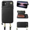 Bocasal Crossbody Wallet Case for iPhone 11, RFID Blocking Leather Purse Case with Card Holder, Protective Handbag Flip Cover with Zipper Wrist Strap Lanyard for Women 6.1 Inch (Black)