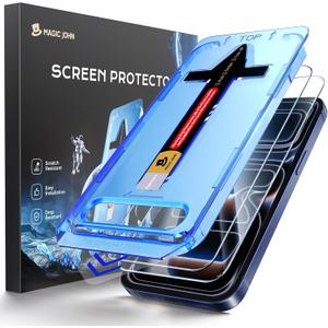 MAGIC JOHN 2 Pack for iPhone 17 Pro 6.3 inch Tempered Glass Screen Protector, Auto Dust-Elimination, Bubble Free, HD Clear, Easy Installation, 17Pro 6.3''