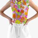 Golf Shirt Womens Sleeveless Moisture Wicking Athletic Printed Polo Golf Tank Top Women (XS-4XL) (Pink, XXL)
