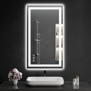 LED Bathroom Mirrors 24"x40" Bathroom Mirror with Lights for Wall, Backlit + Front Lit, 3 Colors, Anti-Fog, Dimmable Brightness for Vanity,Bathroom, Entryway, Living Room