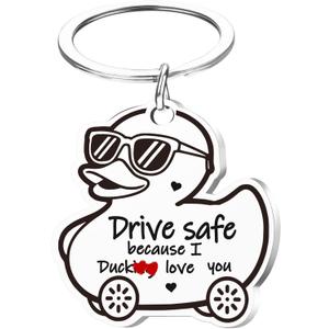 Valentines Keychain for Dad Mom - Drive Safe I Love You, Keyring Key Chain Birthday Valentines Day Funny Gifts