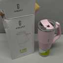 V180 40oz Insulated Tumbler with Lid and Straw, 180° Rotating Handle for Easy Grip, Keeps Drinks Hot or Cold, BPA-Free Stainless Steel, Cup Holder Friendly Travel Mug and Water Bottle, Pink